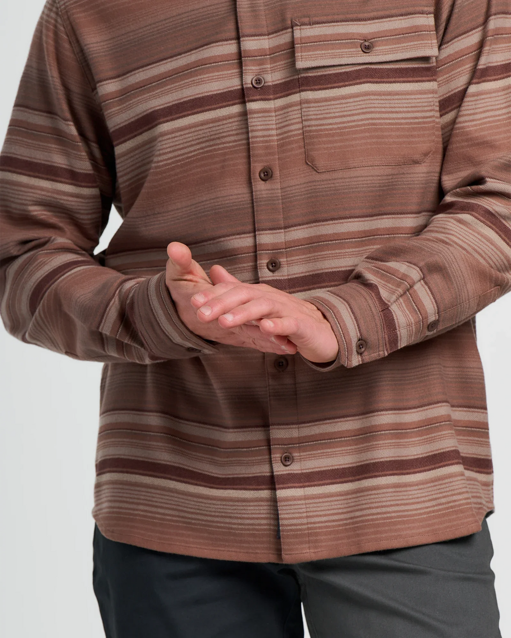 Men's Seawool Flannel Shirt - Nutmeg Stripe