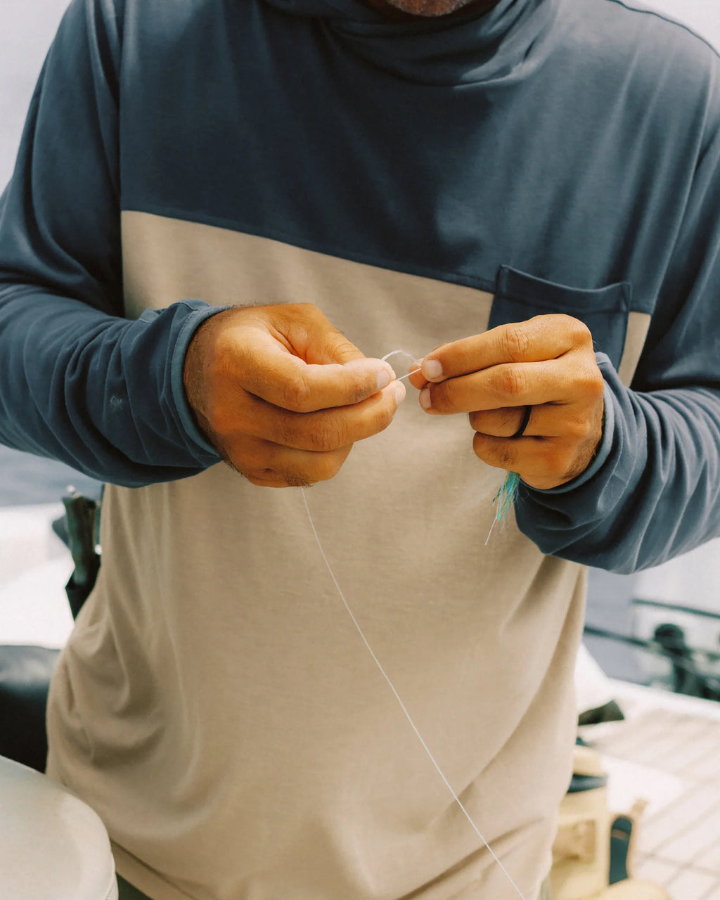 Men's Bamboo Hybrid Hoodie - Storm Cloud / Desert Tan