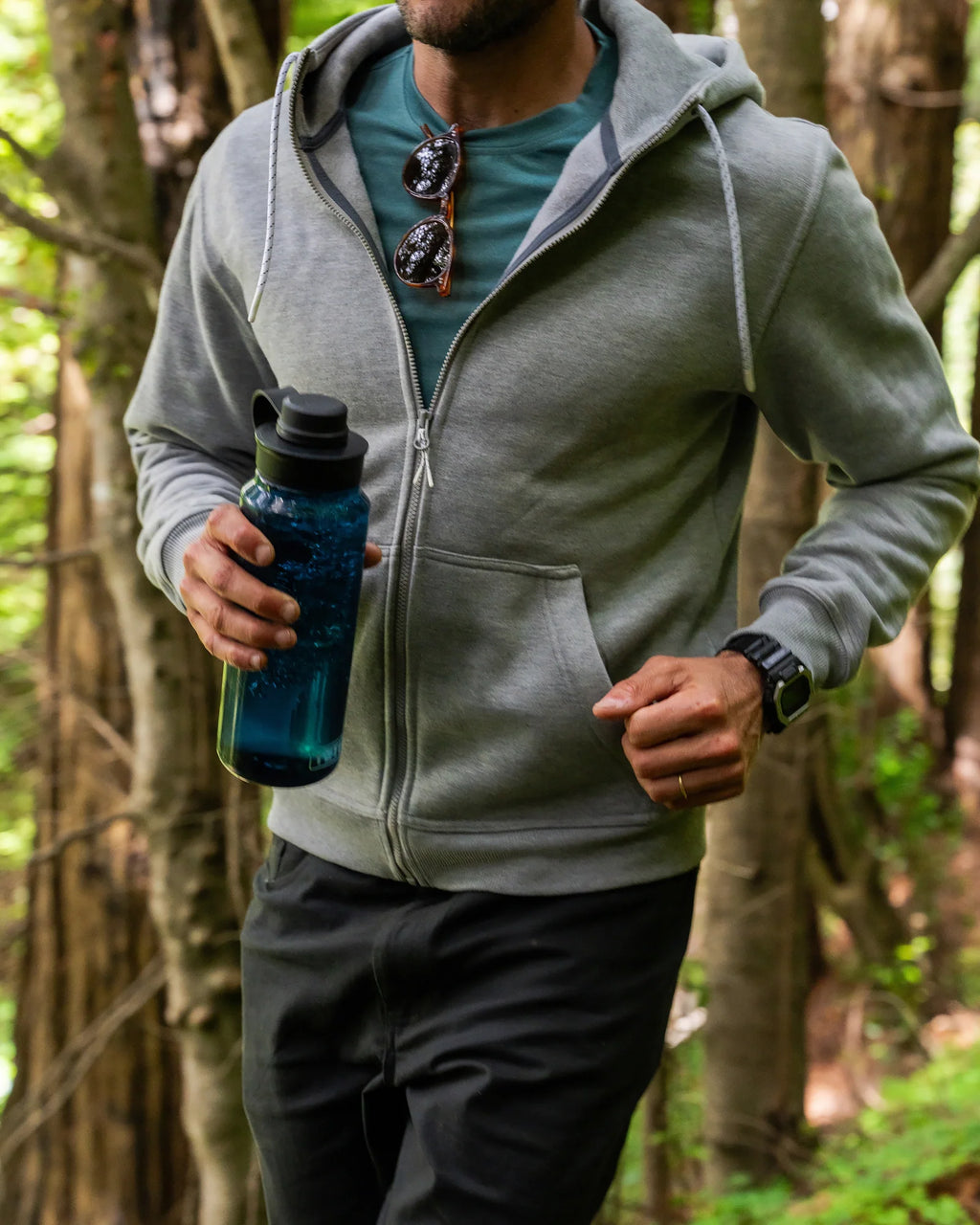 Men's Bamboo Northcoast Fleece Full Zip Hoodie - Heather Grey