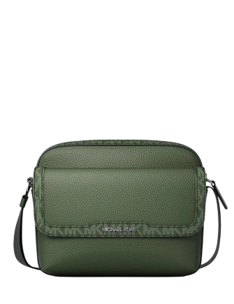 Michael Michael Kors Cooper Medium Pebbled Leather and Signature Logo Camera Crossbody Bag