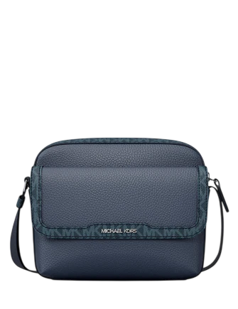 Michael Michael Kors Cooper Medium Pebbled Leather and Signature Logo Camera Crossbody Bag