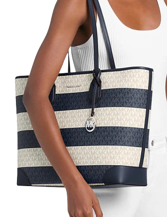 Michael Michael Kors Eva Large Striped Signature Logo Tote Bag