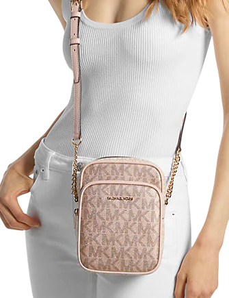 Michael Michael Kors Jet Set Medium Metallic Signature Logo Crossbody Bag