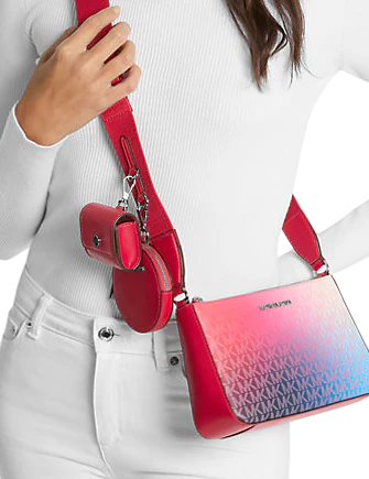 Michael Michael Kors Jet Set Small Ombre Signature Logo Crossbody Bag with Case for Apple Airpods Pro