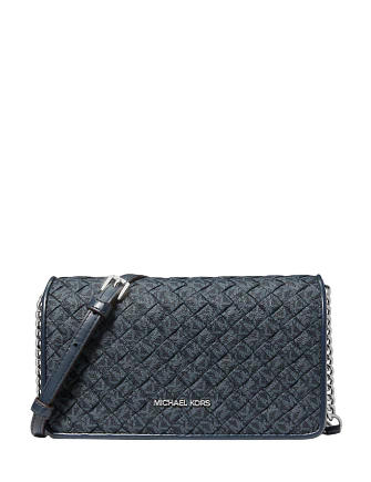 Michael Michael Kors Jet Set Travel Woven Signature Logo Crossbody Bag
