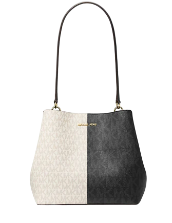 Michael Michael Kors Pratt Medium Two-Tone Signature Logo Shoulder Bag