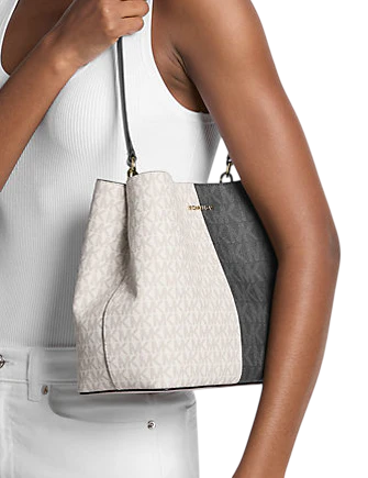 Michael Michael Kors Pratt Medium Two-Tone Signature Logo Shoulder Bag