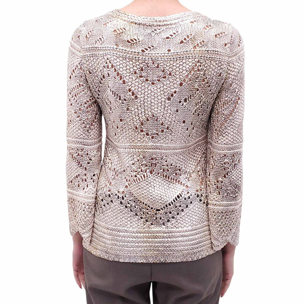 OSCAR DE LA RENTA GOLD CROCHET SWEATER - SIZE M