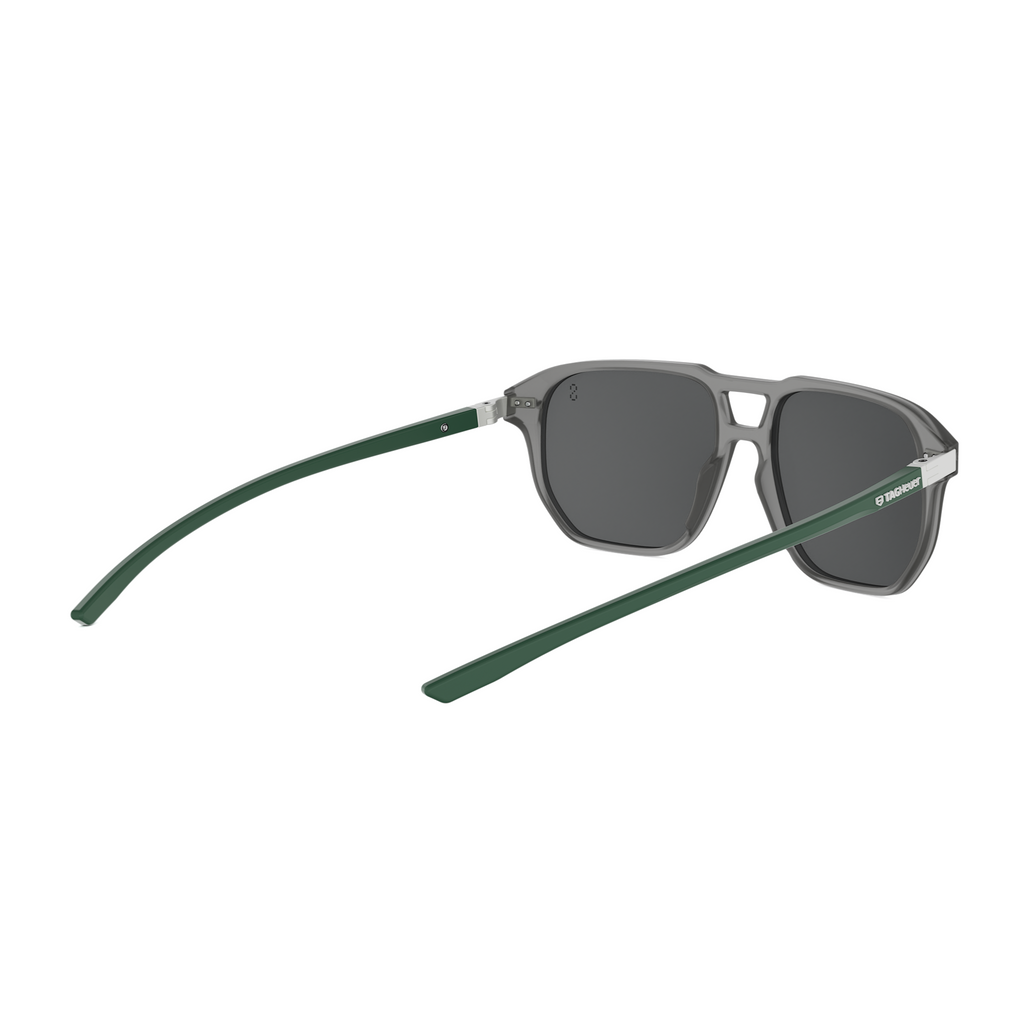 Semi - Matte Gray Geometric Acetate Sunglasses