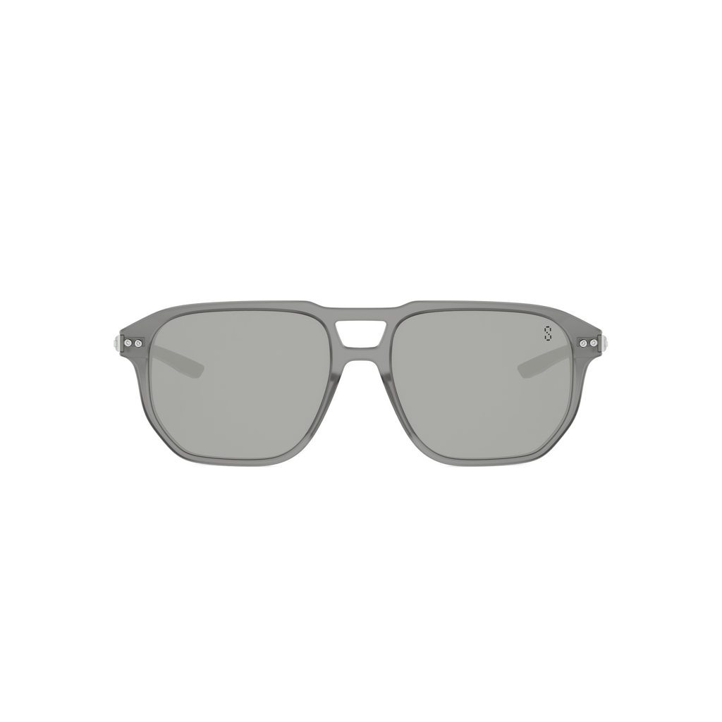 Semi - Matte Gray Geometric Acetate Sunglasses