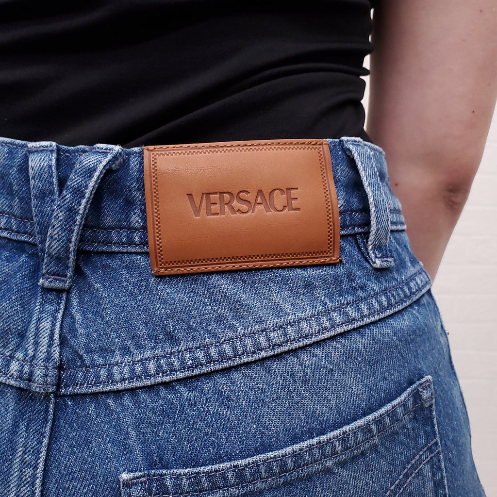 VERSACE MEDUSA ’95 STRAIGHT JEANS WITH SILVER MEDUSA - SIZE 24