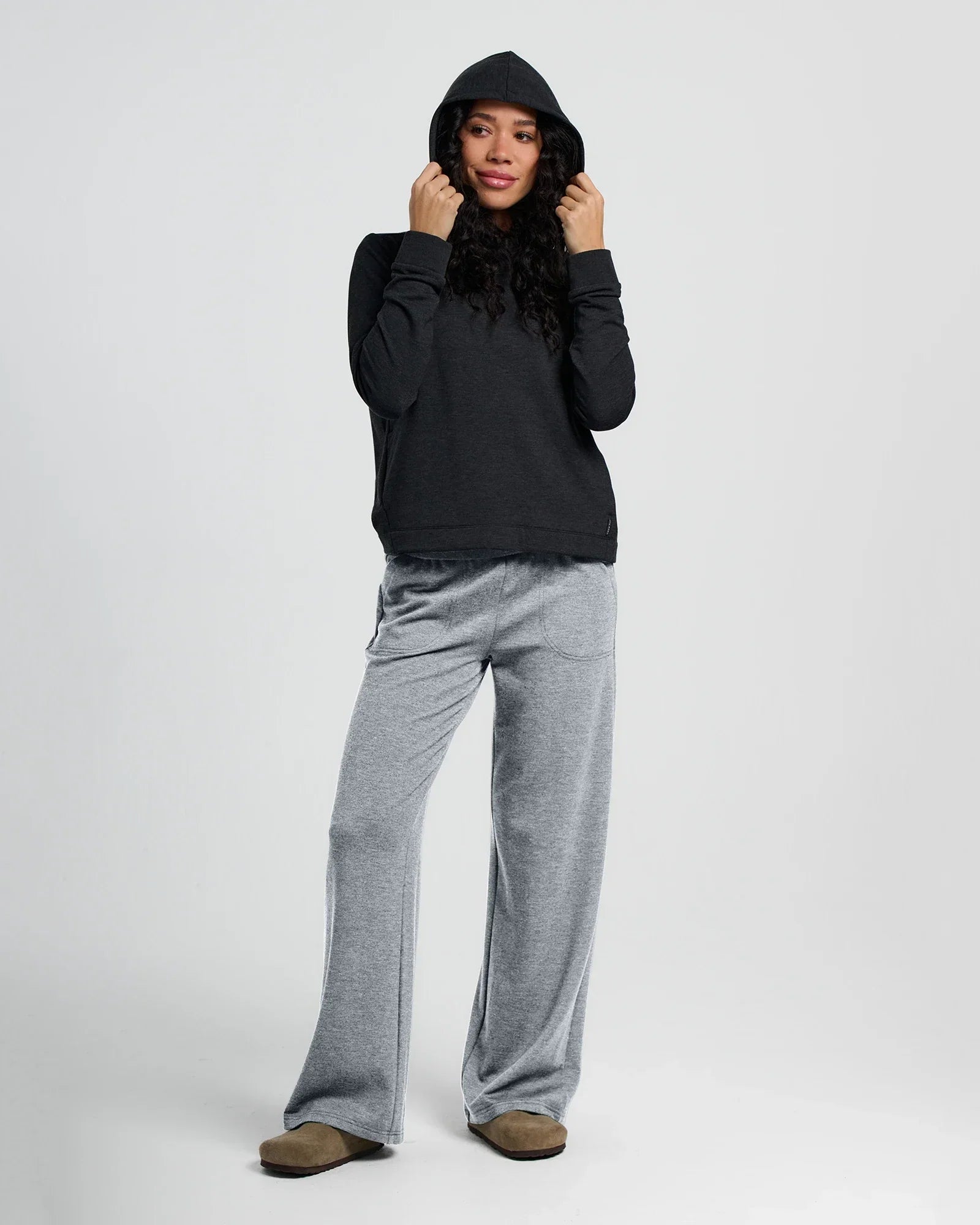 Women's Bamboo Lightweight Fleece Wide Leg Pant - Light Heather Grey