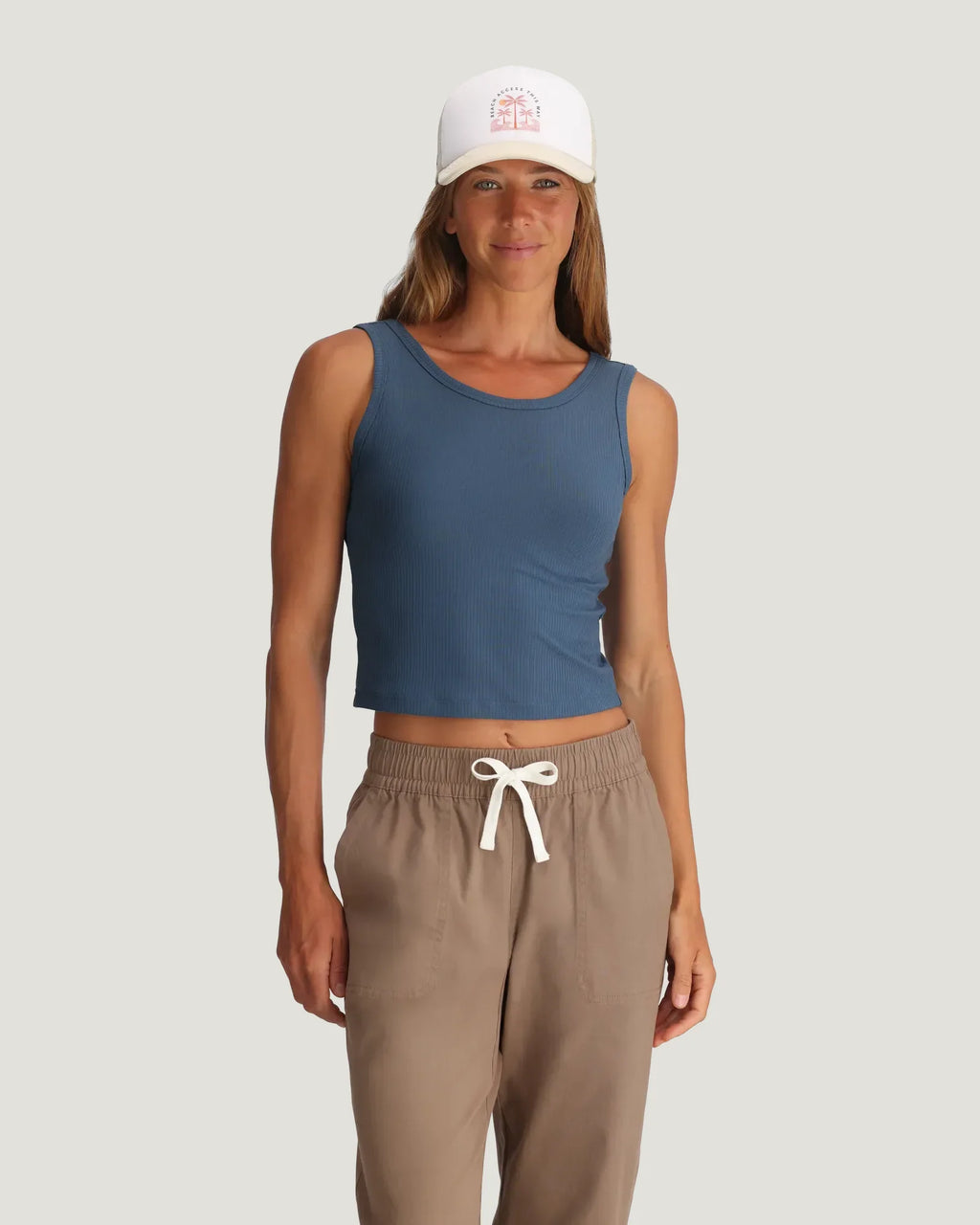 Women's Ribbed Bamboo Tank - Pacific Blue