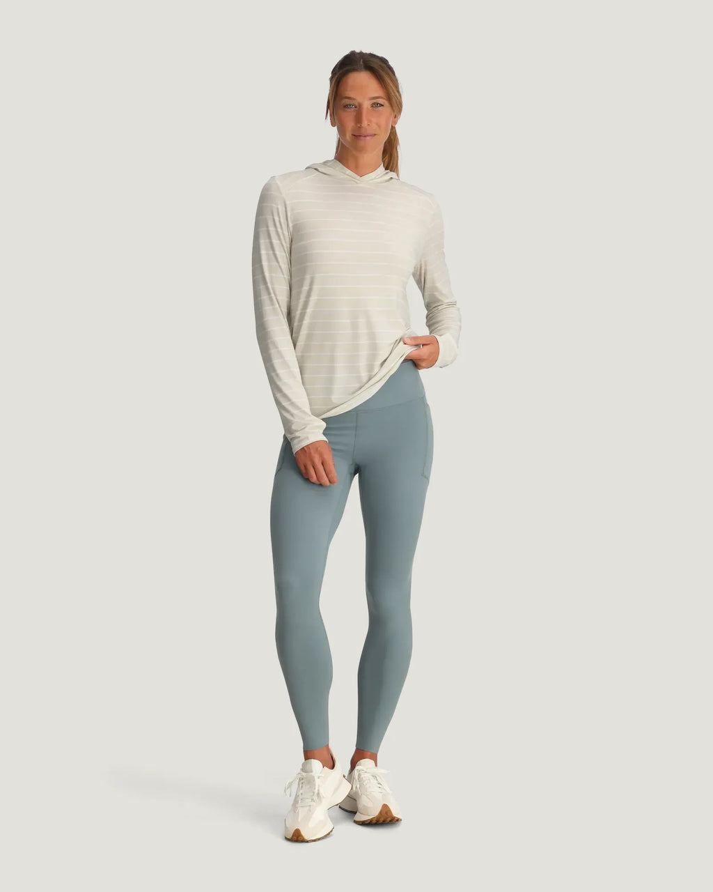Women's Bamboo Shade Hoodie II - Dash Stripe Birch