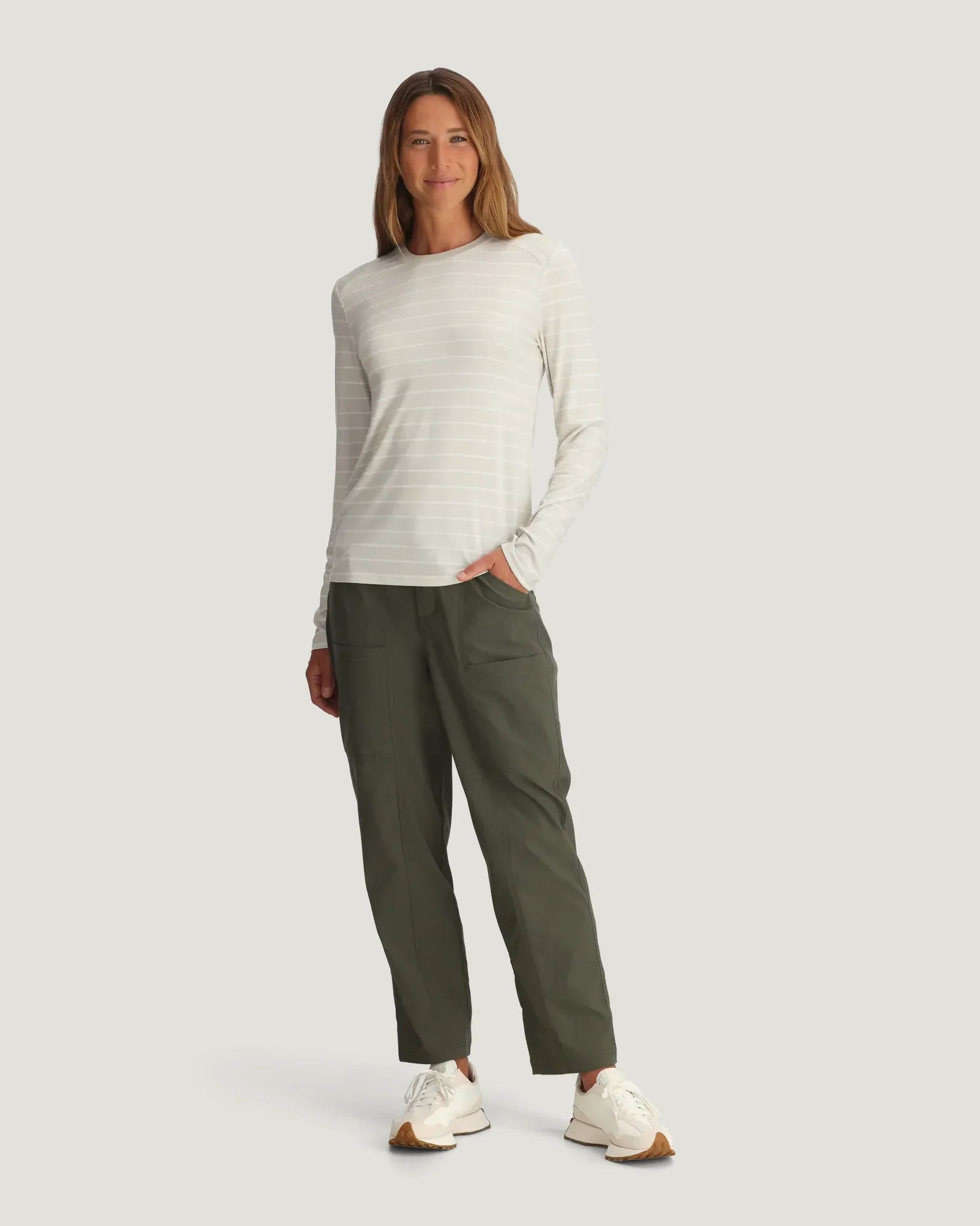 Women's Bamboo Shade Long Sleeve II - Dash Stripe Birch