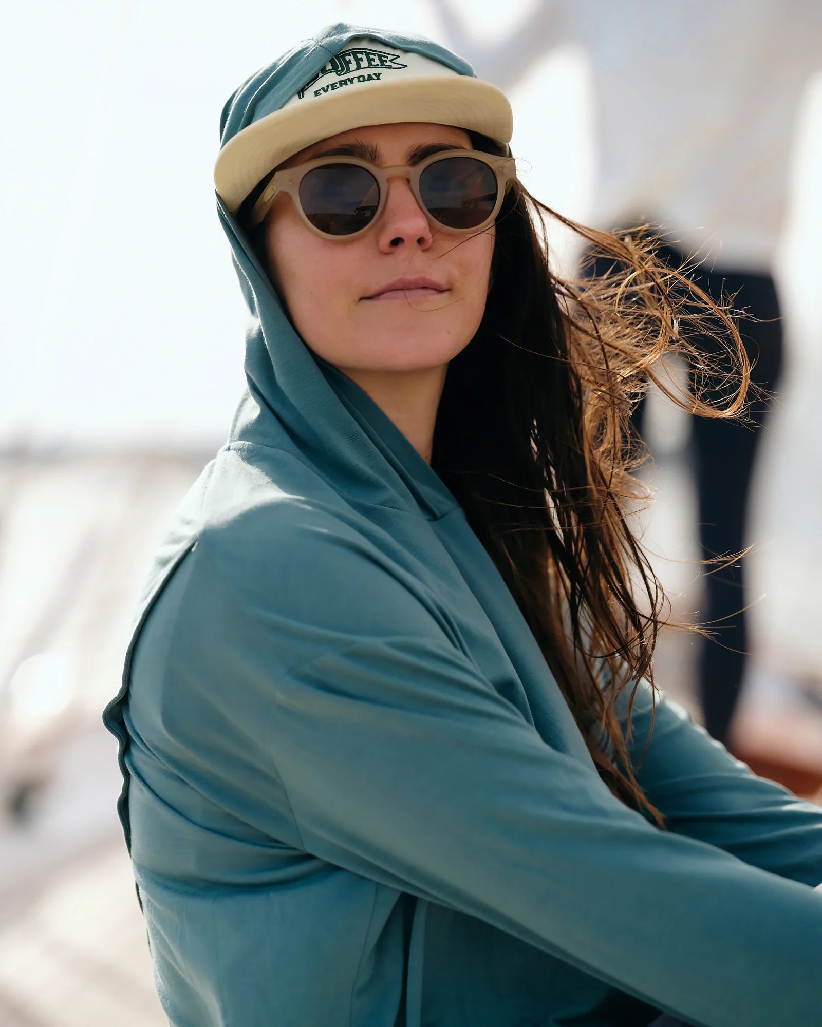 Women's Bamboo Shade Crossover Hoodie - Pacific Blue