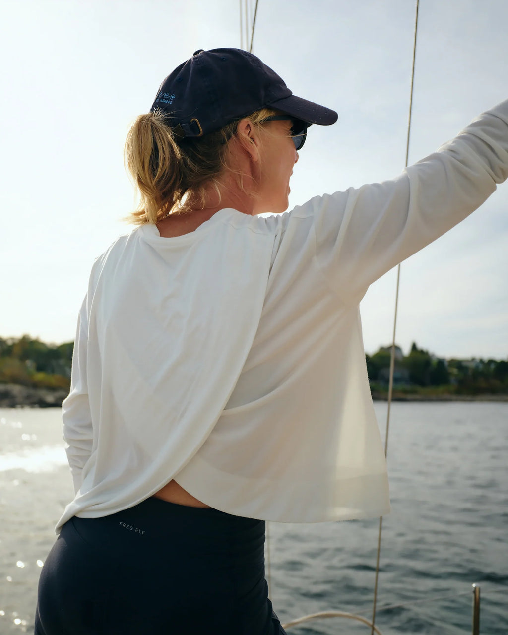 Women's Bamboo Shade Crossover Long Sleeve - Pacific Blue