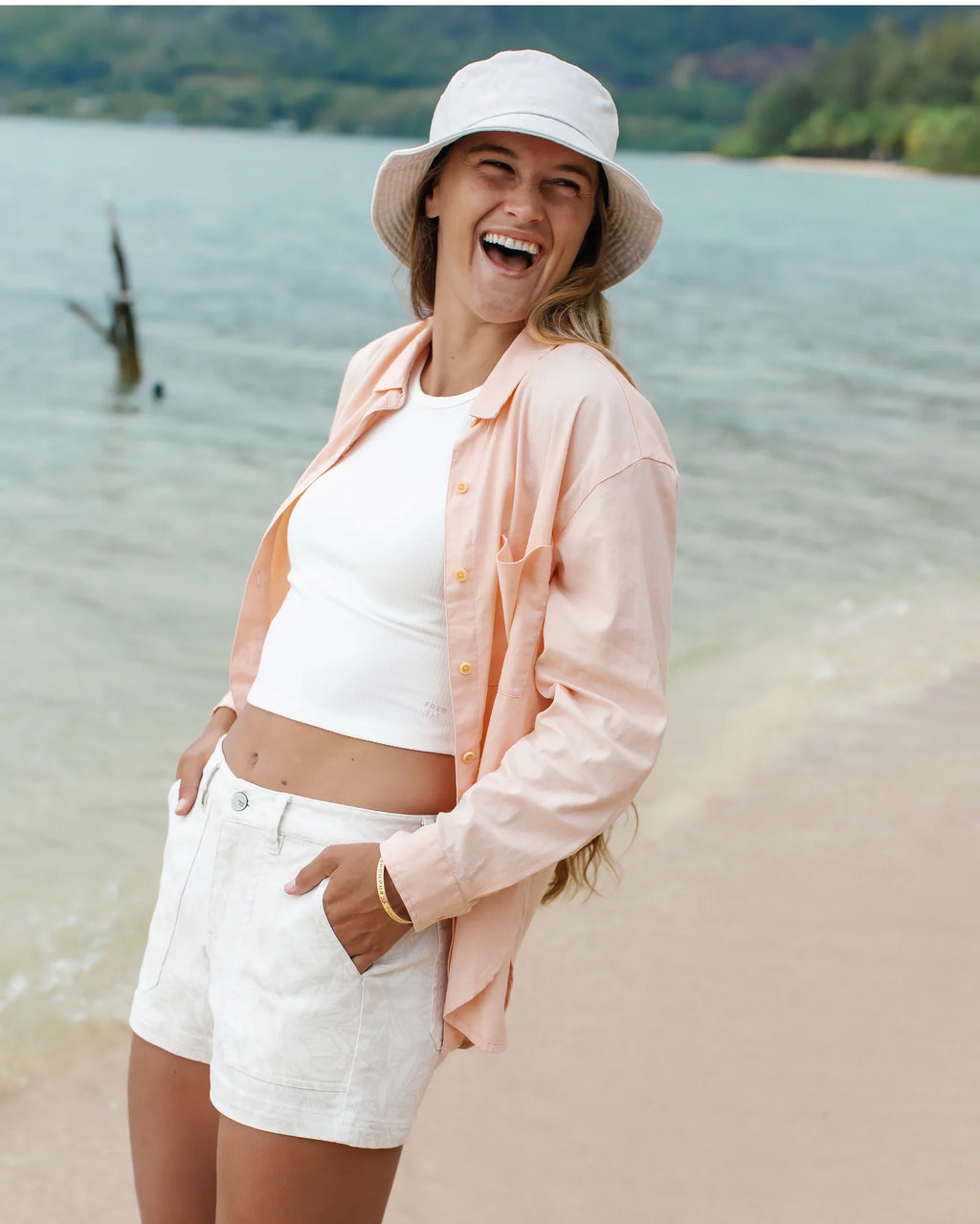 Women's Sullivan's Shirt - Sea Scallop Print Desert Tan