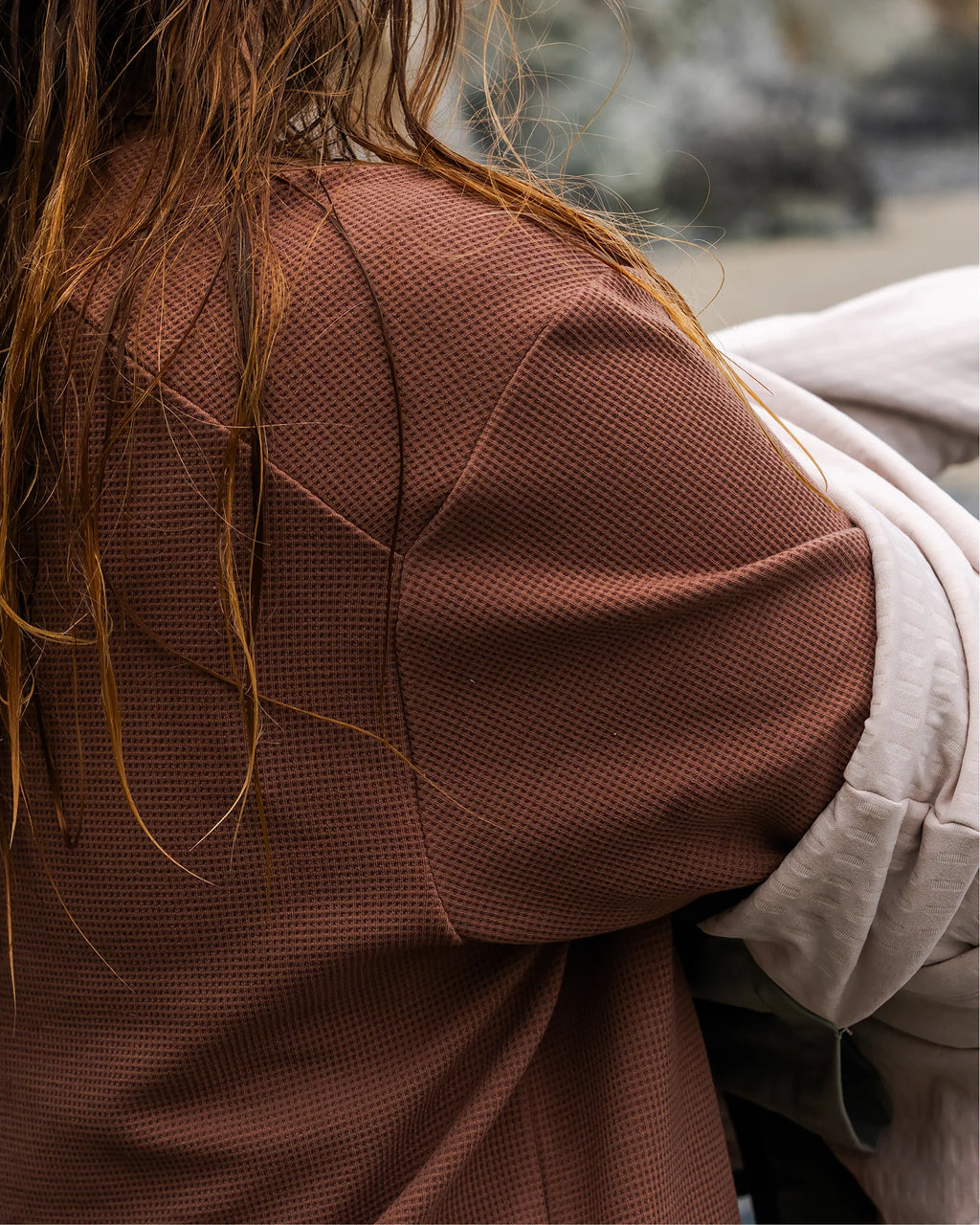 Women's Waffle Long Sleeve Henley - Sea Pine