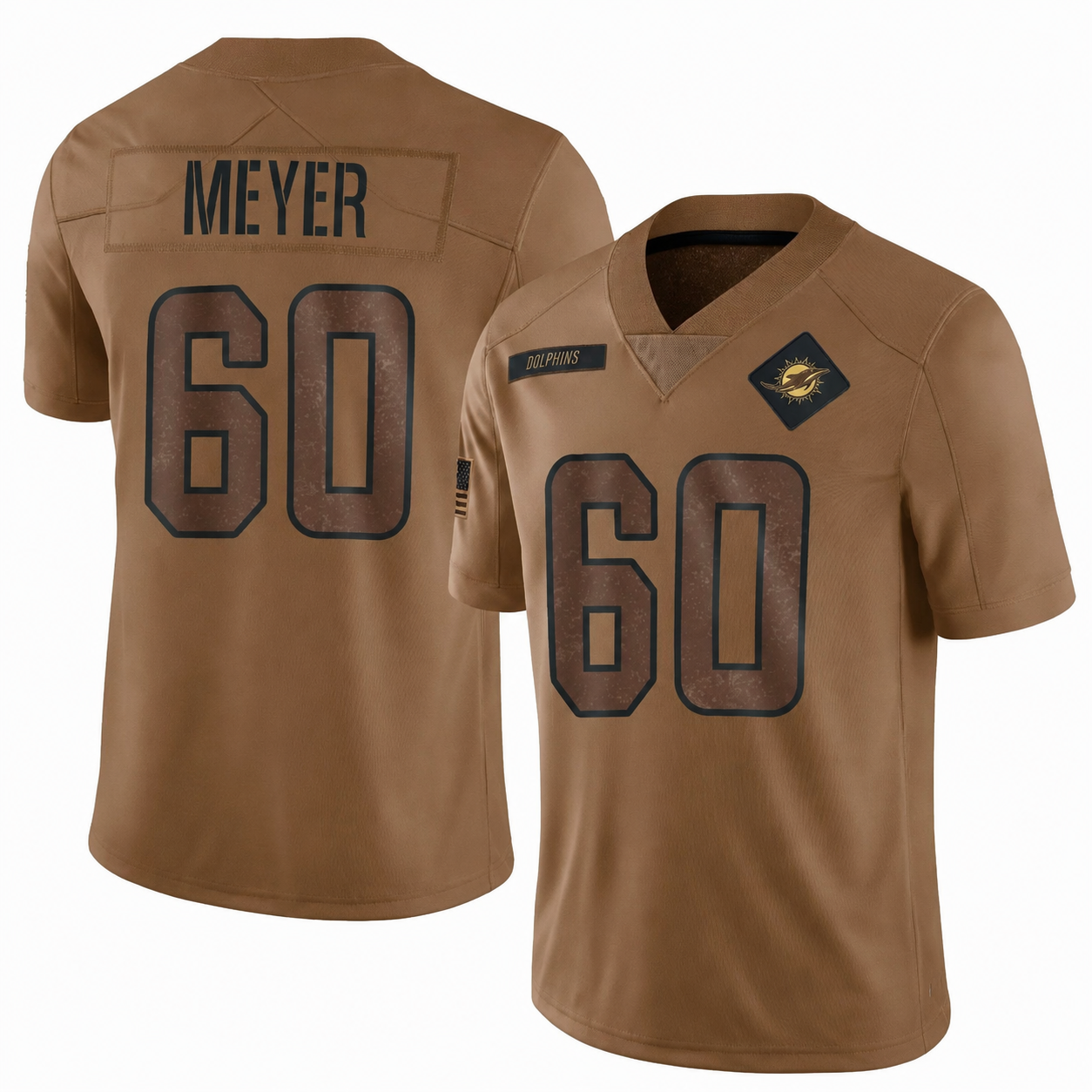 Andrew Meyer Men's Limited Brown Miami Dolphins #60 Jersey