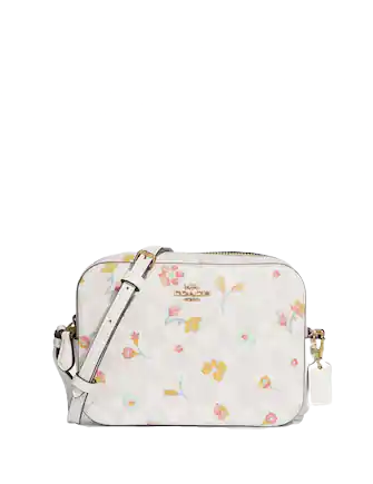Coach Mini Camera Bag In Signature Canvas With Mystical Floral Print