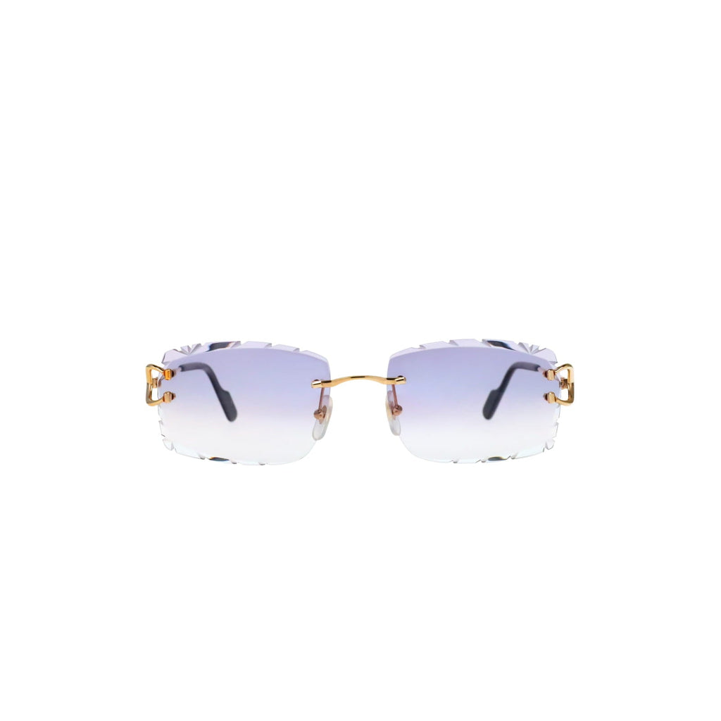Cartier Custom Vintage Double C Diamond Cut Brooklyn Gold Sunglasses by MEG