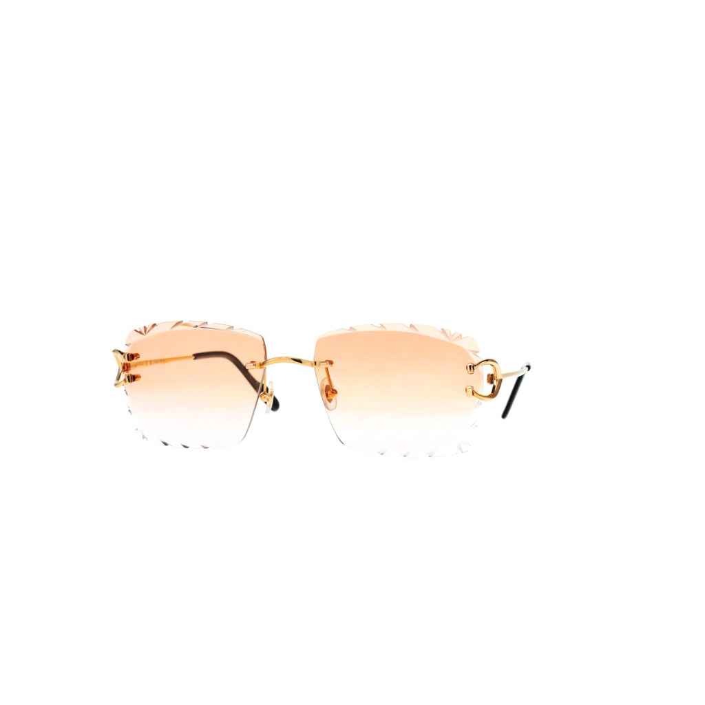 Cartier Custom Vintage Double C Diamond Cut Mykonos Gold Sunglasses by MEG