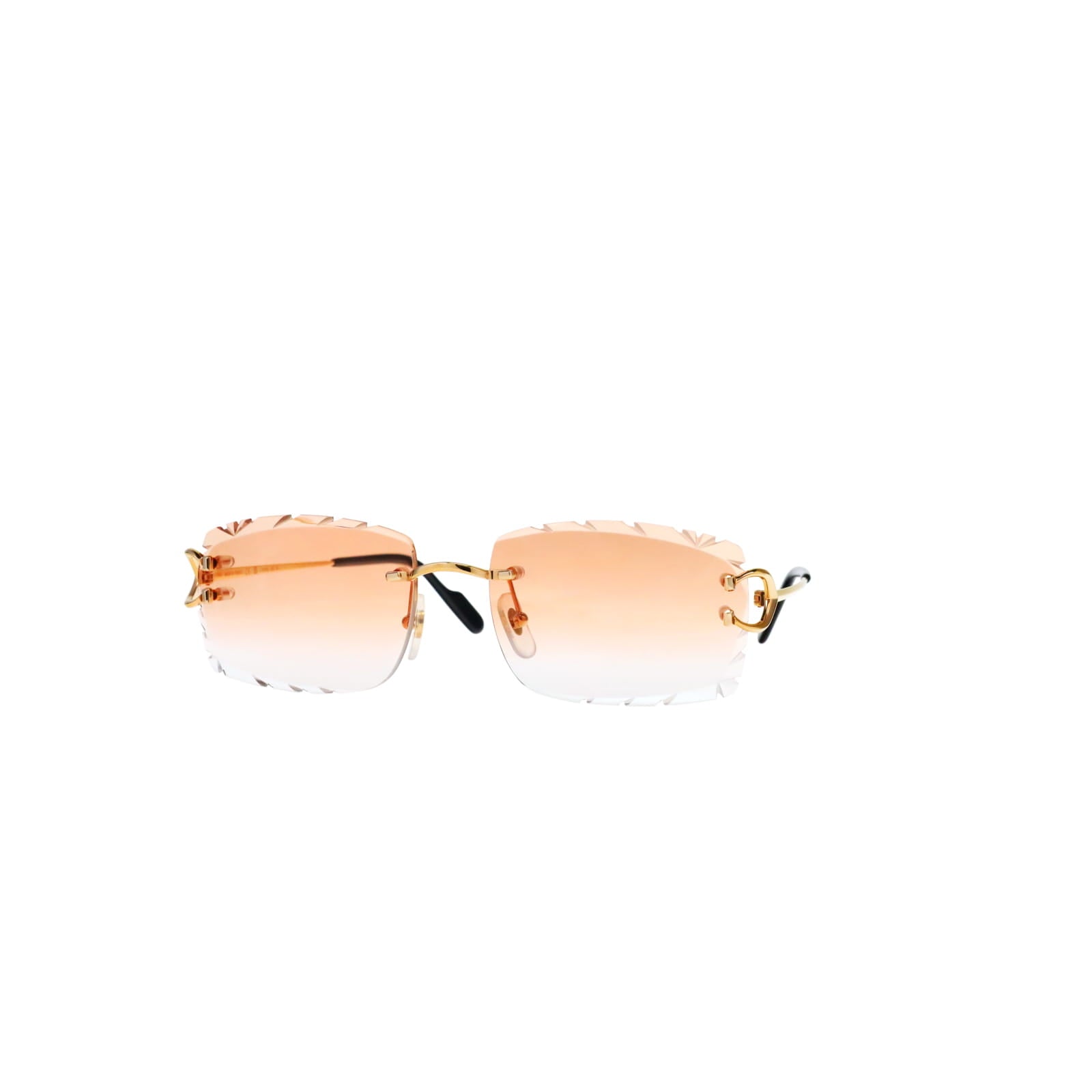 Cartier Custom Vintage Double C Diamond Cut Brooklyn Gold Sunglasses by MEG