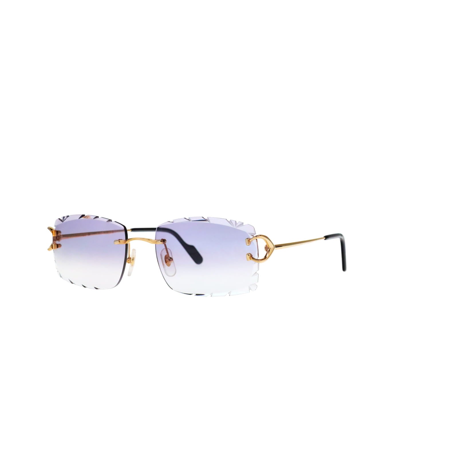 Cartier Custom Vintage Double C Diamond Cut Brooklyn Gold Sunglasses by MEG
