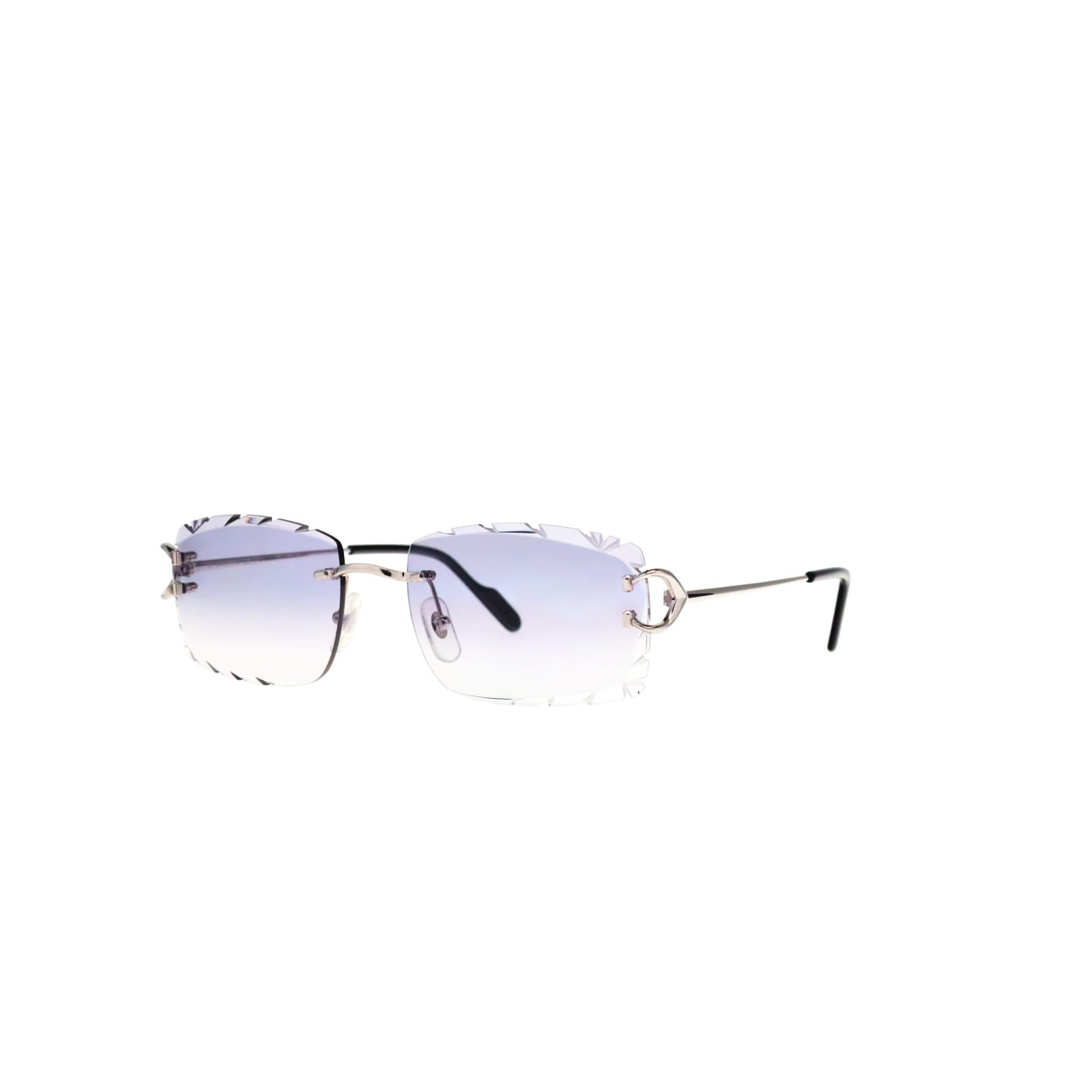 Cartier Custom Vintage Double C Diamond Cut Brooklyn Platinum Sunglasses by MEG