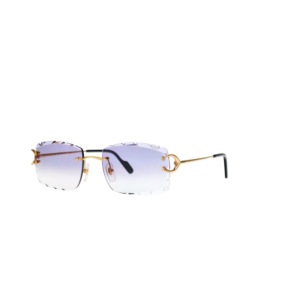 Cartier Custom Vintage Double C Diamond Cut Brooklyn Platinum Sunglasses by MEG