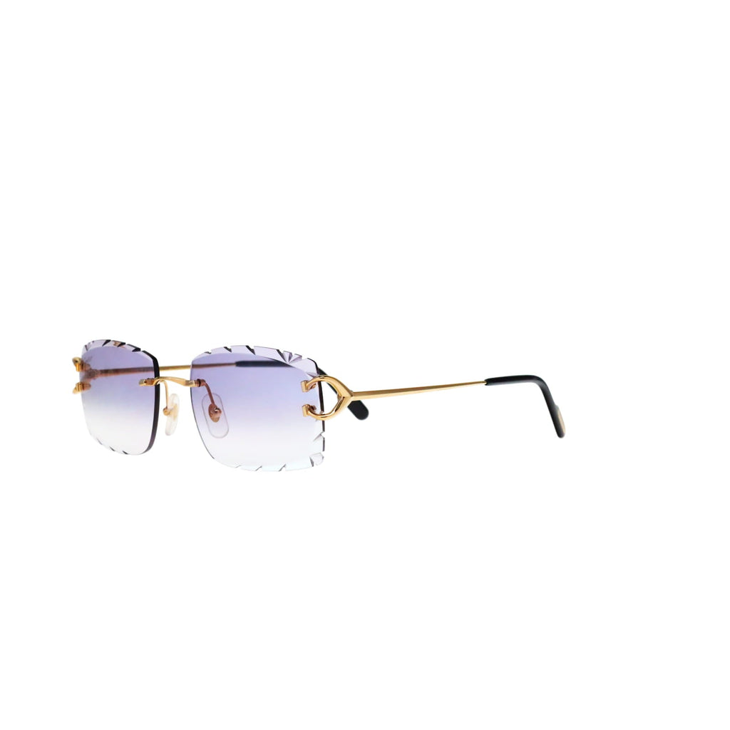 Cartier Custom Vintage Double C Diamond Cut Brooklyn Platinum Sunglasses by MEG