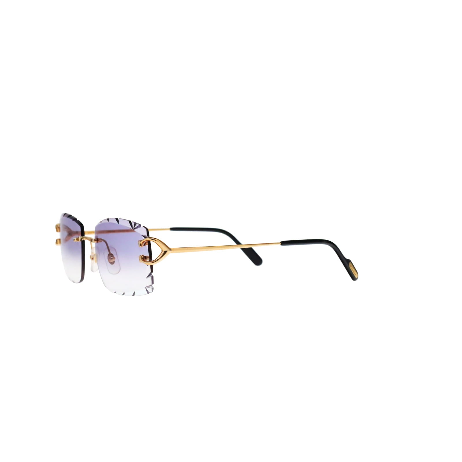 Cartier Custom Vintage Double C Diamond Cut Brooklyn Platinum Sunglasses by MEG
