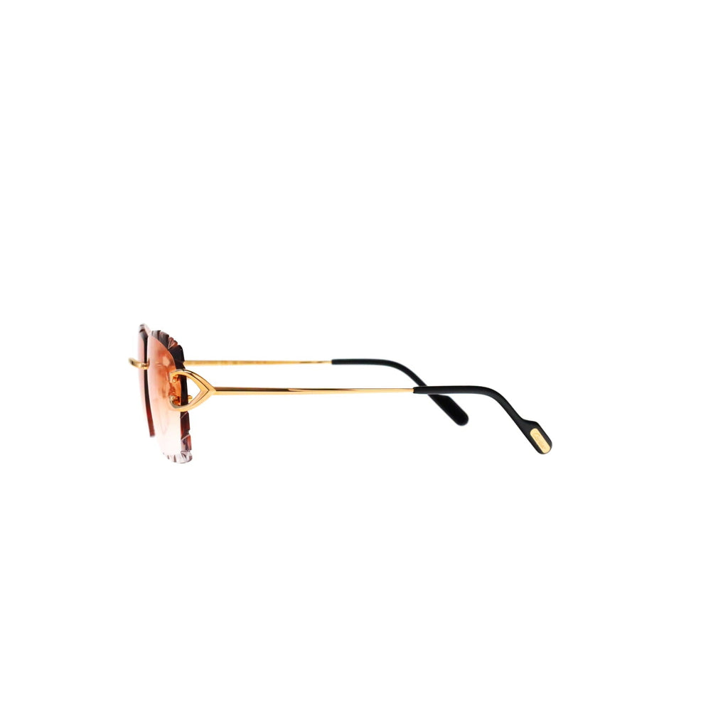 Cartier Custom Vintage Double C Diamond Cut Mykonos Gold Sunglasses by MEG