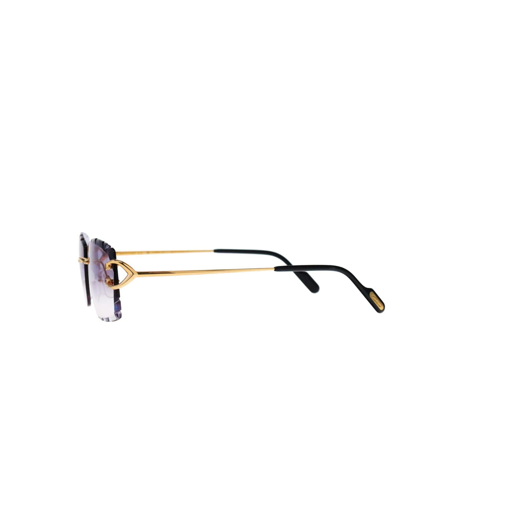 Cartier Custom Vintage Double C Diamond Cut Brooklyn Gold Sunglasses by MEG