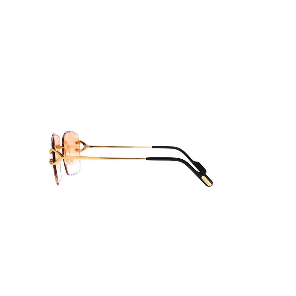 Cartier Custom Vintage Double C Diamond Cut Mykonos Gold Sunglasses by MEG