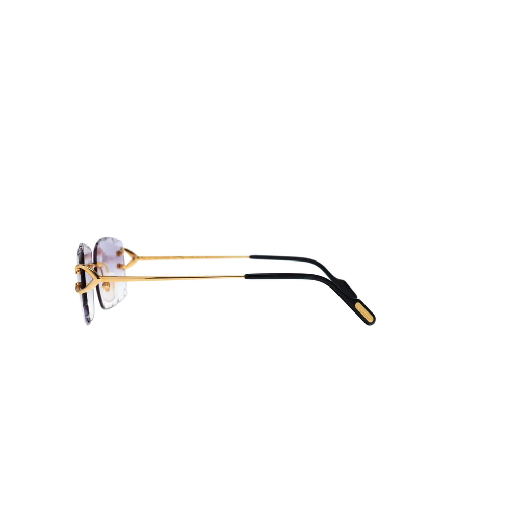 Cartier Custom Vintage Double C Diamond Cut Brooklyn Gold Sunglasses by MEG