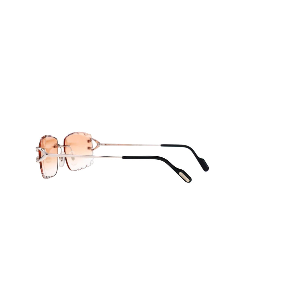 Cartier Custom Vintage Double C Diamond Cut Brooklyn Platinum Sunglasses by MEG