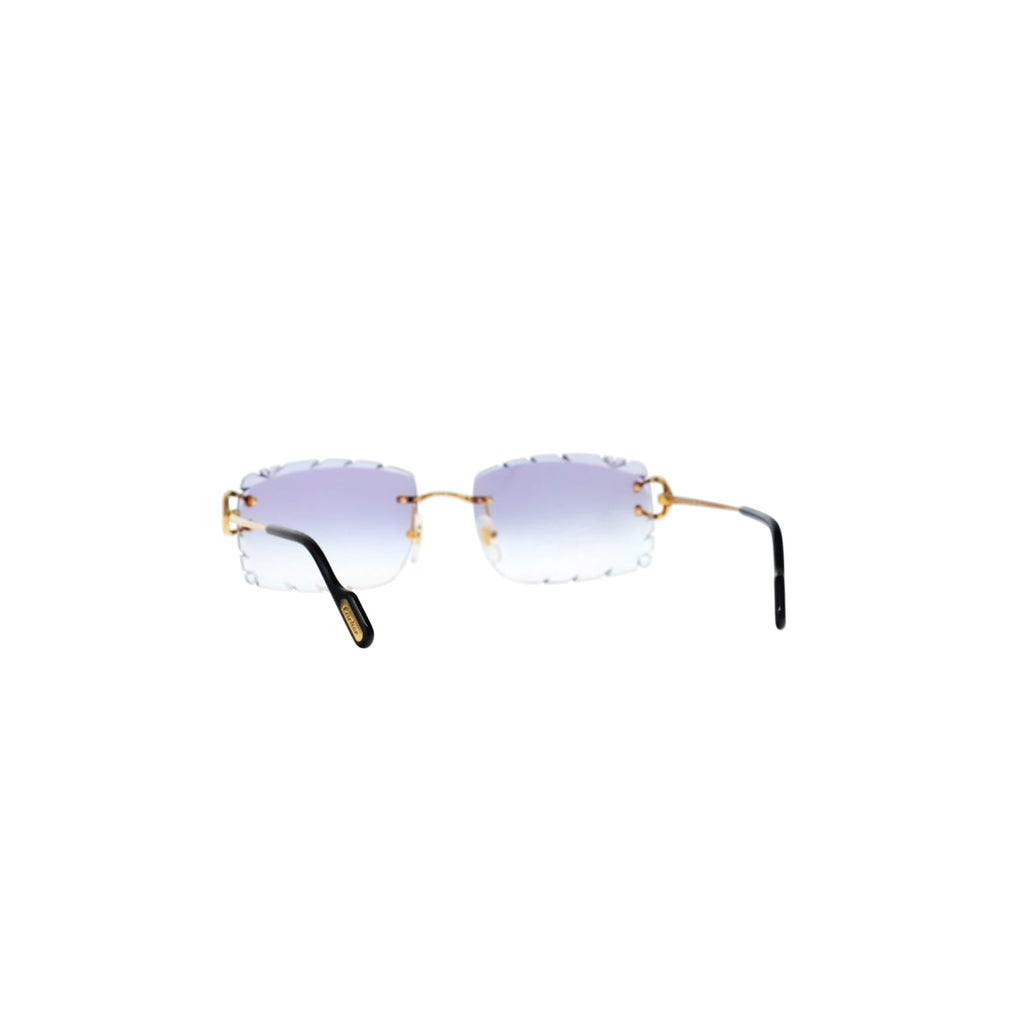 Cartier Custom Vintage Double C Diamond Cut Brooklyn Gold Sunglasses by MEG