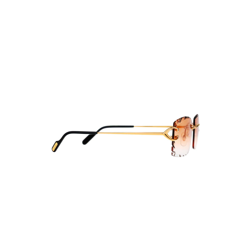 Cartier Custom Vintage Double C Diamond Cut Brooklyn Gold Sunglasses by MEG