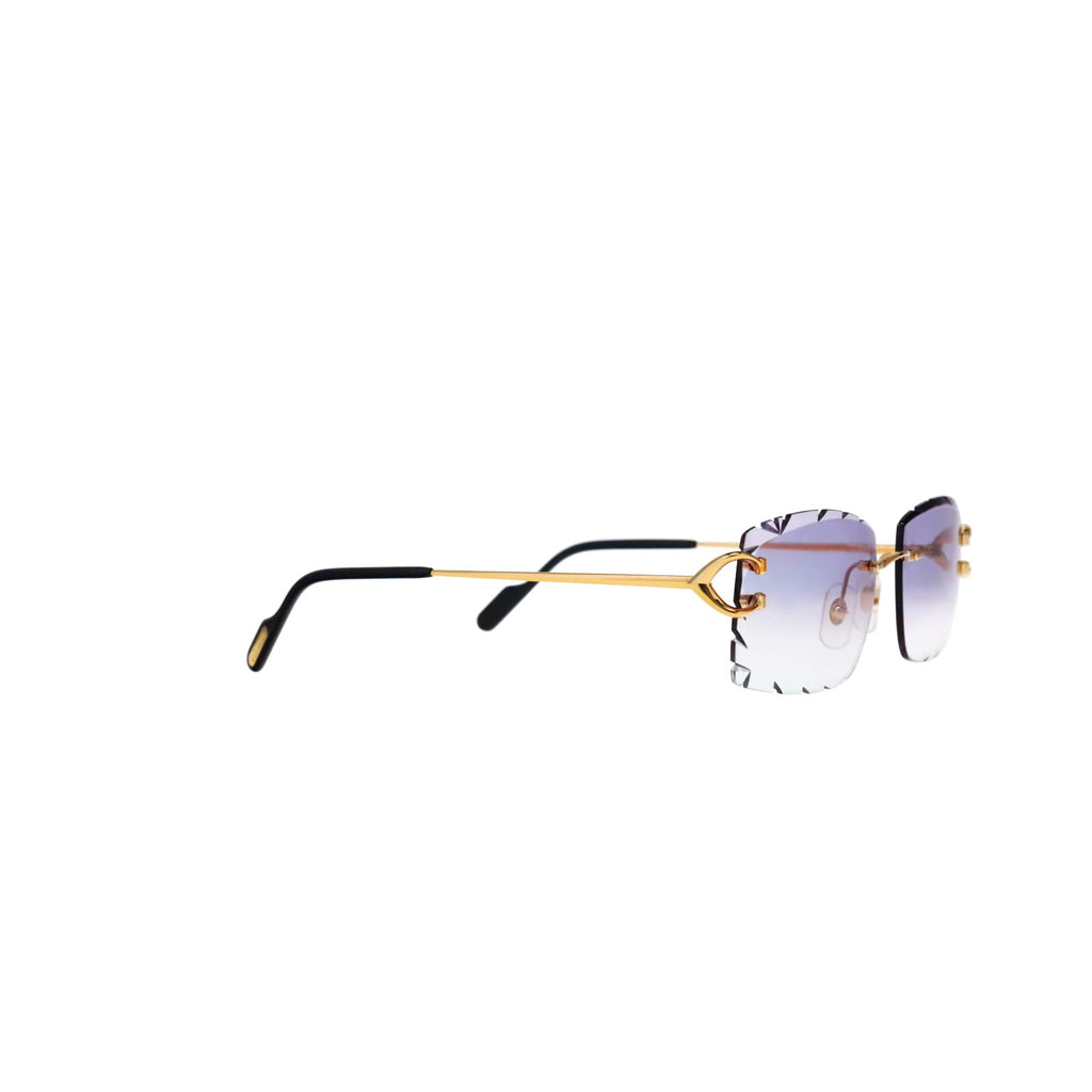 Cartier Custom Vintage Double C Diamond Cut Brooklyn Platinum Sunglasses by MEG