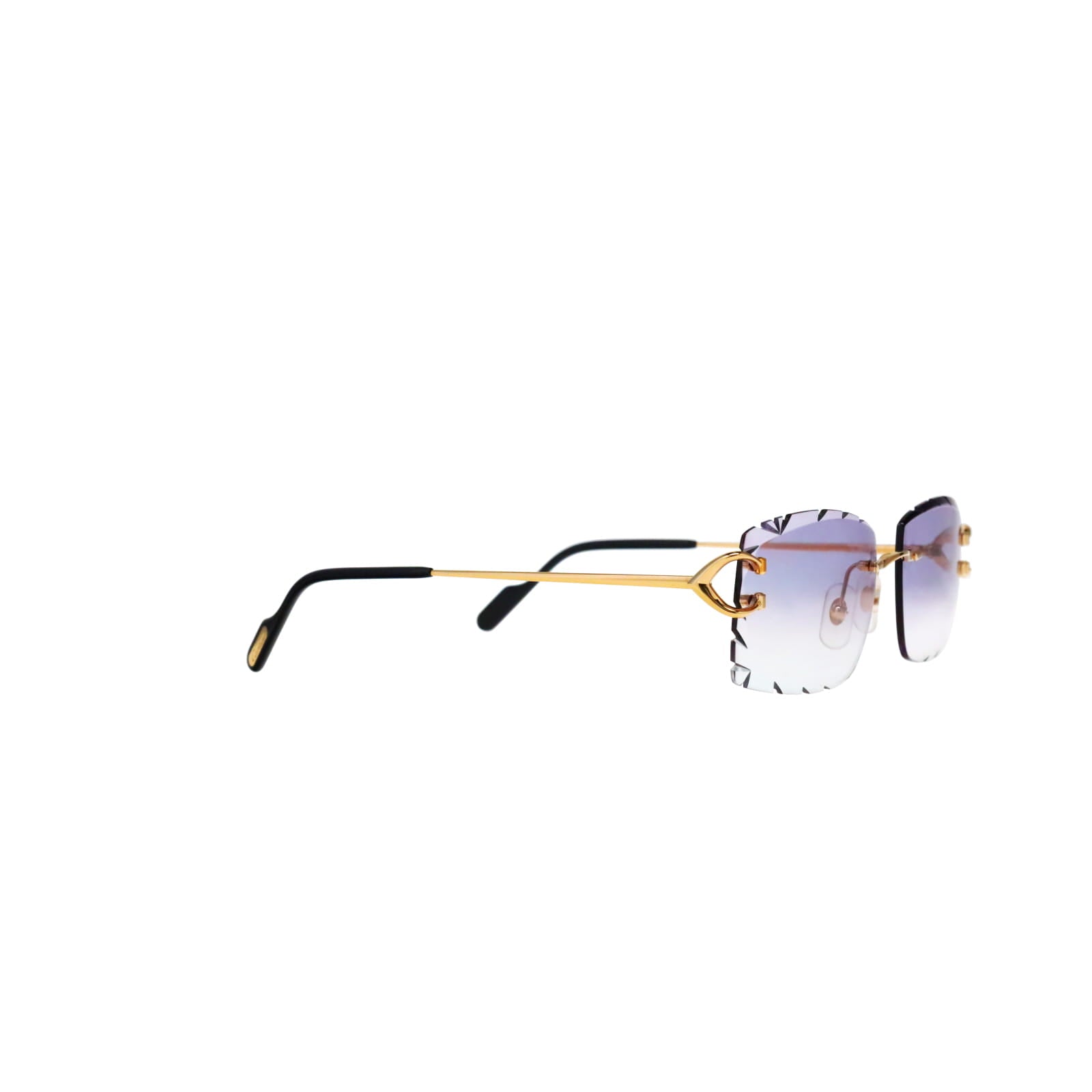 Cartier Custom Vintage Double C Diamond Cut Brooklyn Gold Sunglasses by MEG