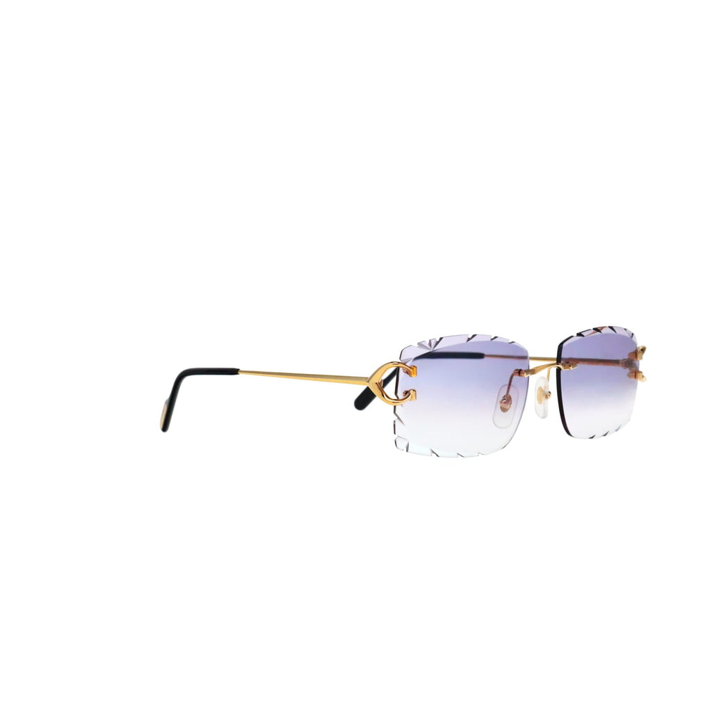 Cartier Custom Vintage Double C Diamond Cut Brooklyn Platinum Sunglasses by MEG