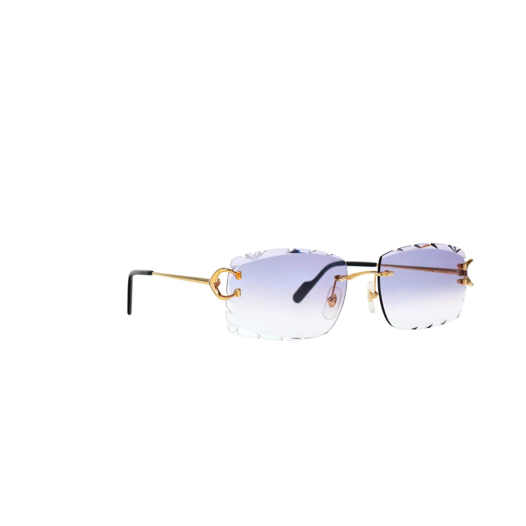 Cartier Custom Vintage Double C Diamond Cut Brooklyn Gold Sunglasses by MEG