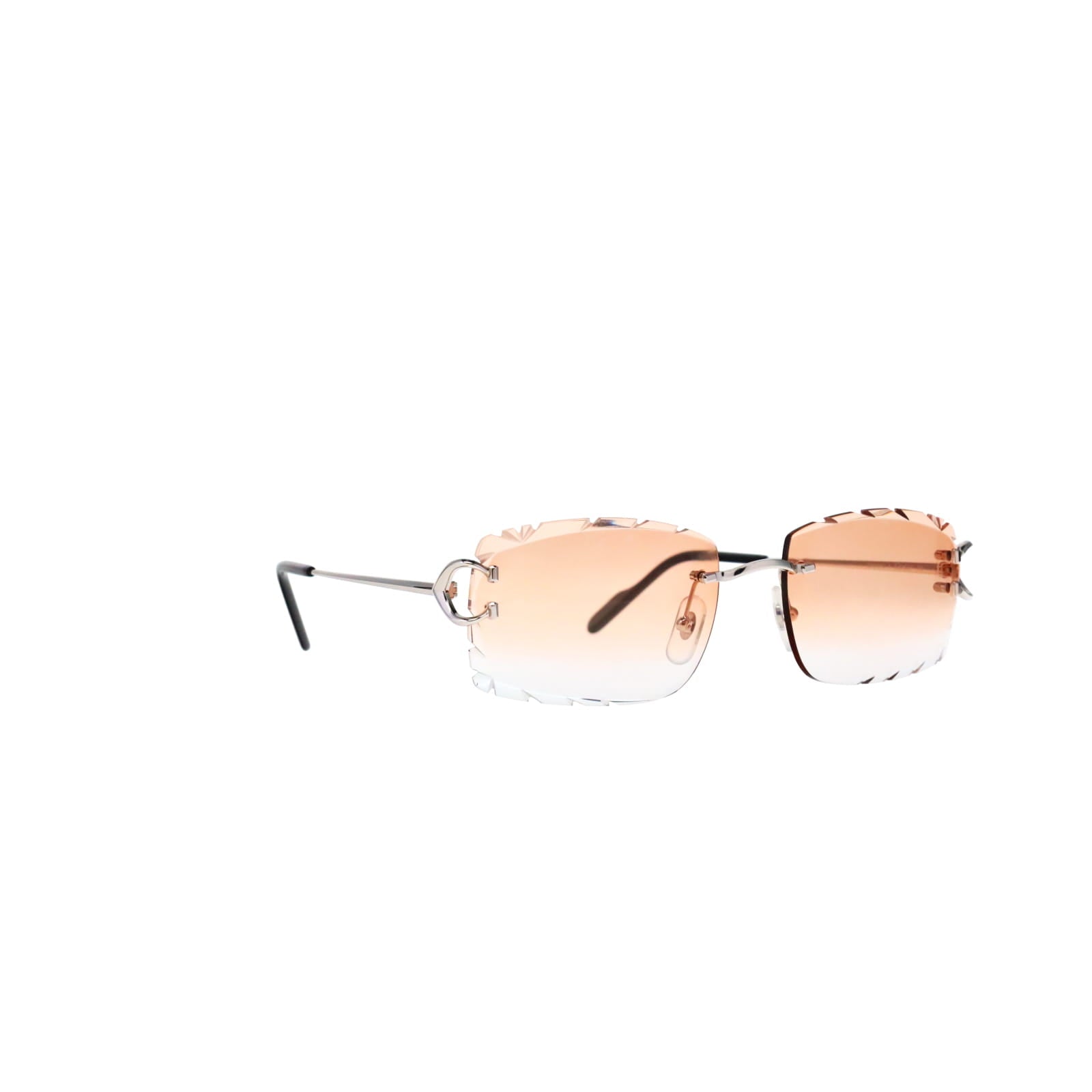 Cartier Custom Vintage Double C Diamond Cut Brooklyn Platinum Sunglasses by MEG