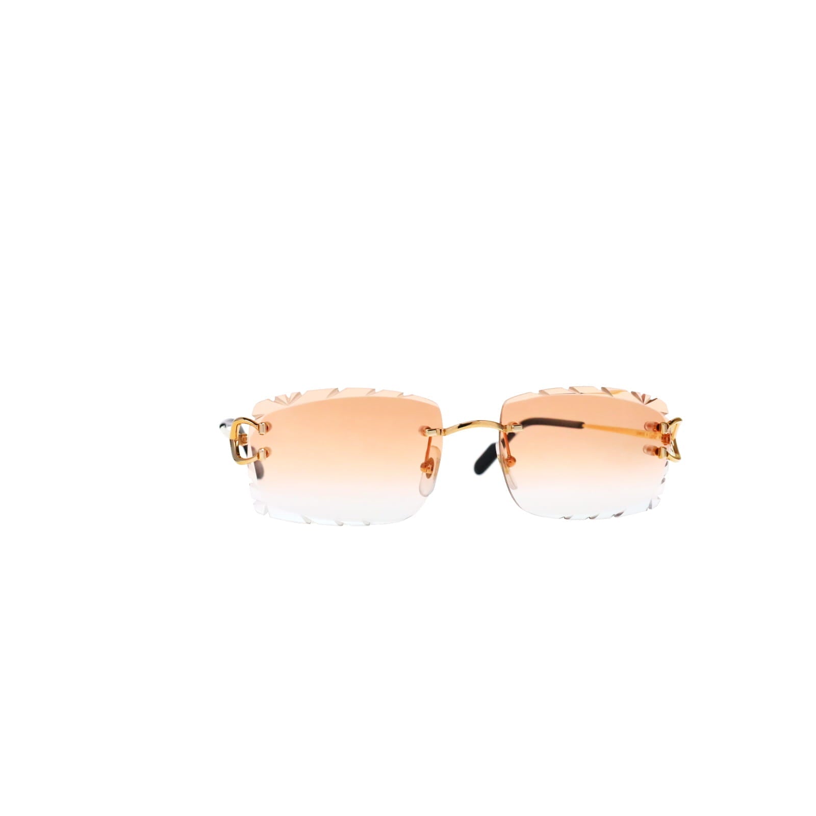 Cartier Custom Vintage Double C Diamond Cut Brooklyn Gold Sunglasses by MEG