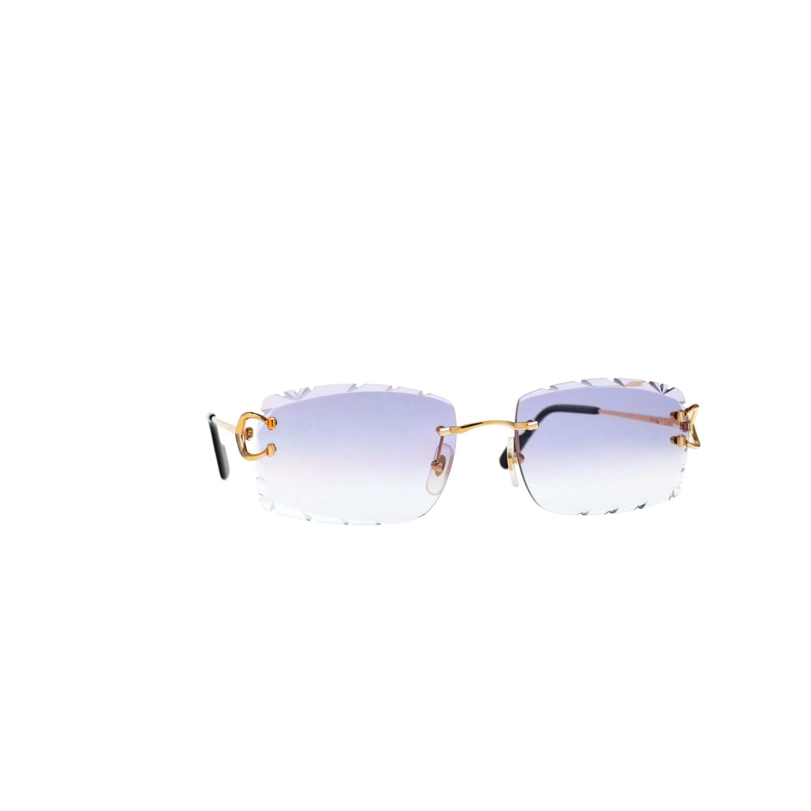 Cartier Custom Vintage Double C Diamond Cut Brooklyn Gold Sunglasses by MEG