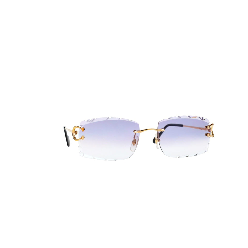 Cartier Custom Vintage Double C Diamond Cut Brooklyn Platinum Sunglasses by MEG
