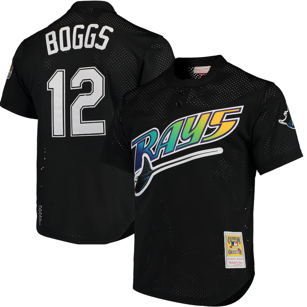 Wade Boggs Tampa Bay Rays Mitchell & Ness Cooperstown Collection  Mesh Batting Practice Jersey - Black