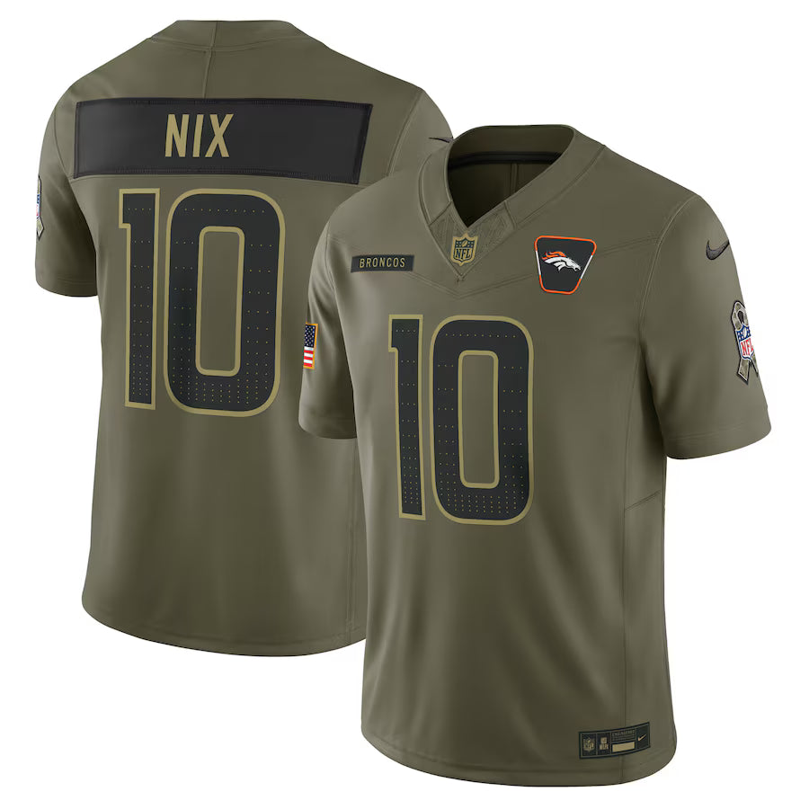Bo Nix Denver Broncos 2025 Salute to Service Limited Jersey - Olive